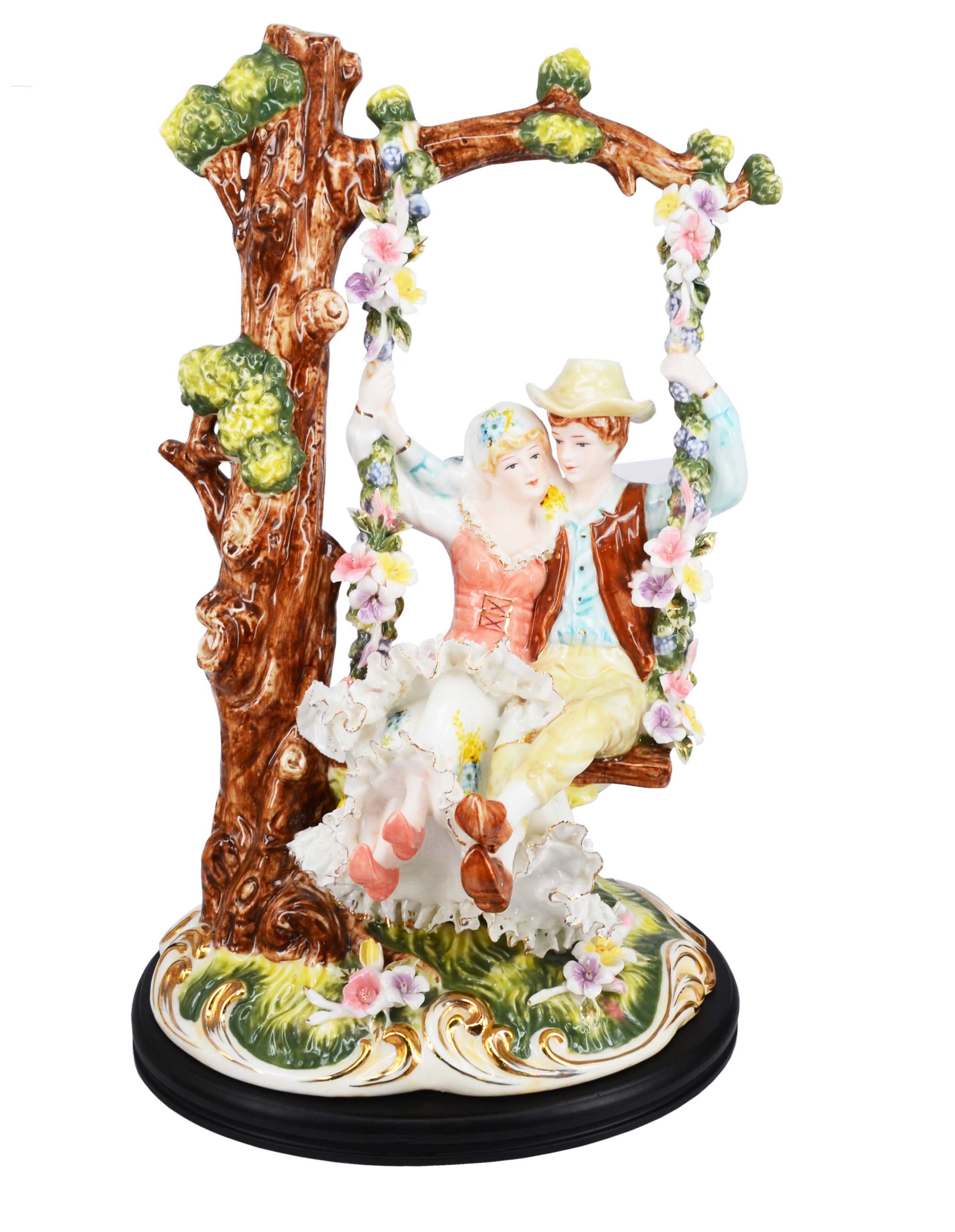Premsons® Swinging Lovers Porcelain Figurine – Garden Romance Sculpture