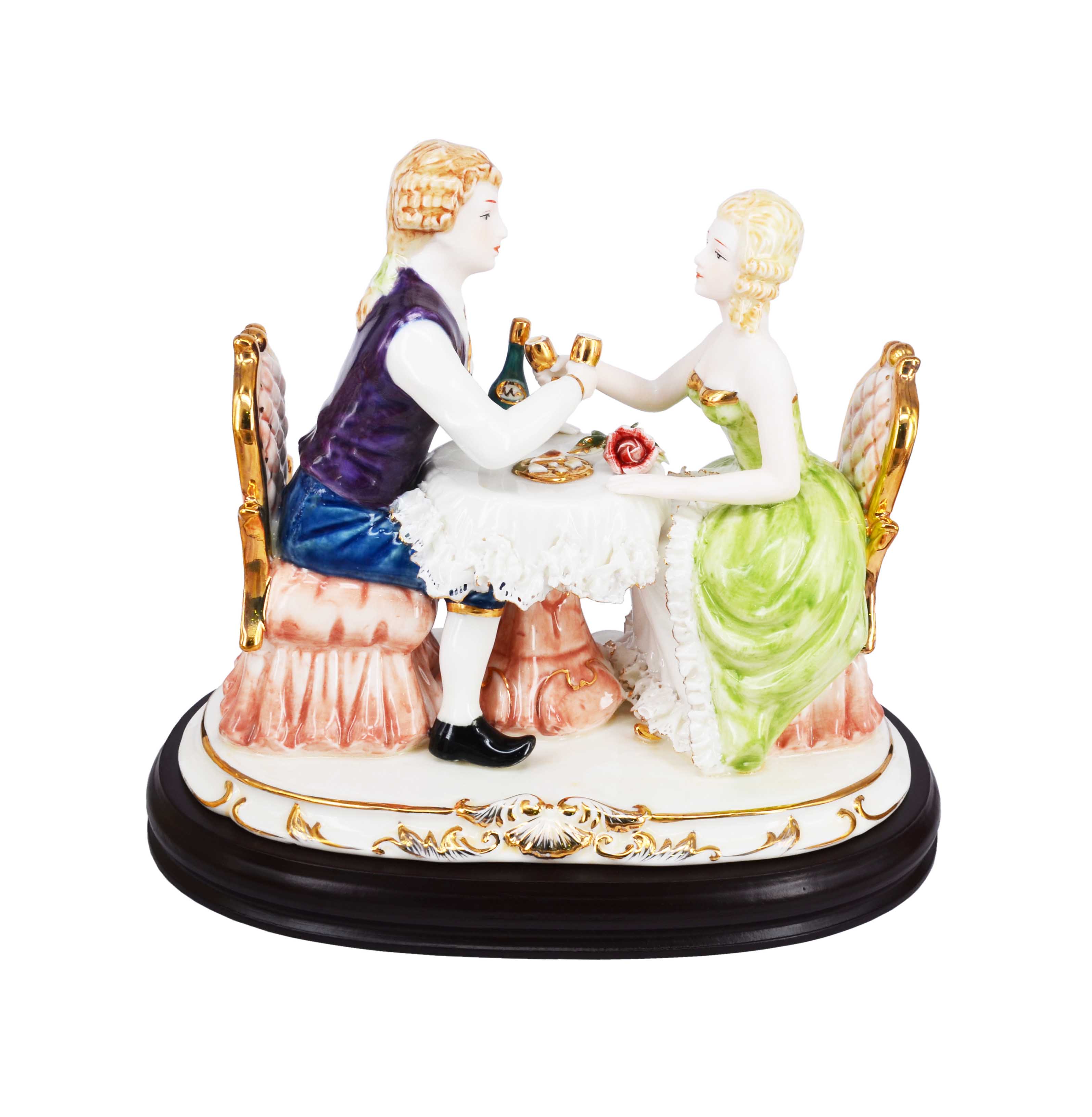 Premsons® Victorian Tea Time Couple Figurine – Elegant Tabletop Decor