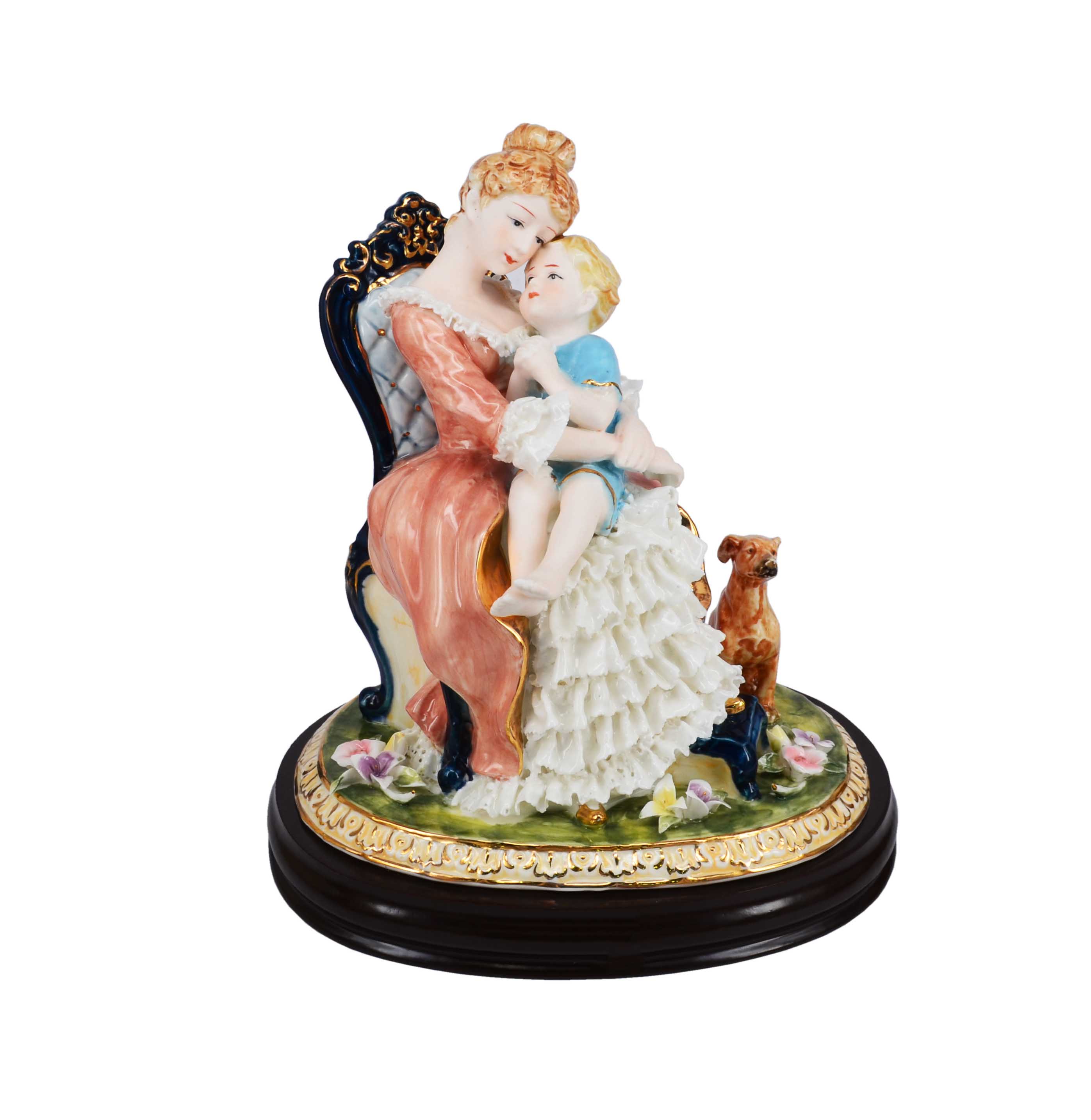 Premsons® Seated Embrace Couple Figurine with Dog – Victorian Romance
