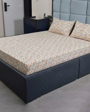 Premsons® Vibrant Colour Floral Printed King Size Bedsheet with Pillow Covers – Soft Cotton Double Bed Sheet for Bright Bedroom Décor