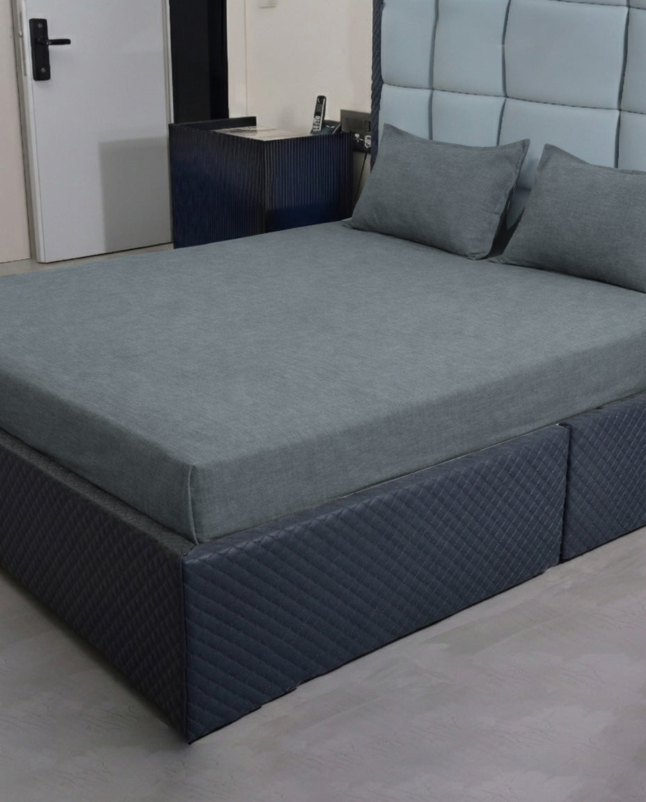 Premsons® Plain Grey King Size Bedsheet Set with Pillow Covers – Soft Cotton Double Bed Sheet for Modern Bedroom Décor