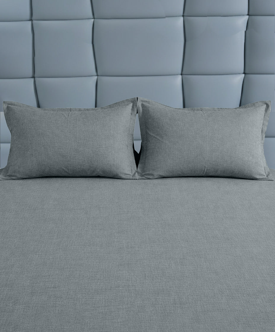 Premsons® Plain Grey King Size Bedsheet Set with Pillow Covers – Soft Cotton Double Bed Sheet for Modern Bedroom Décor