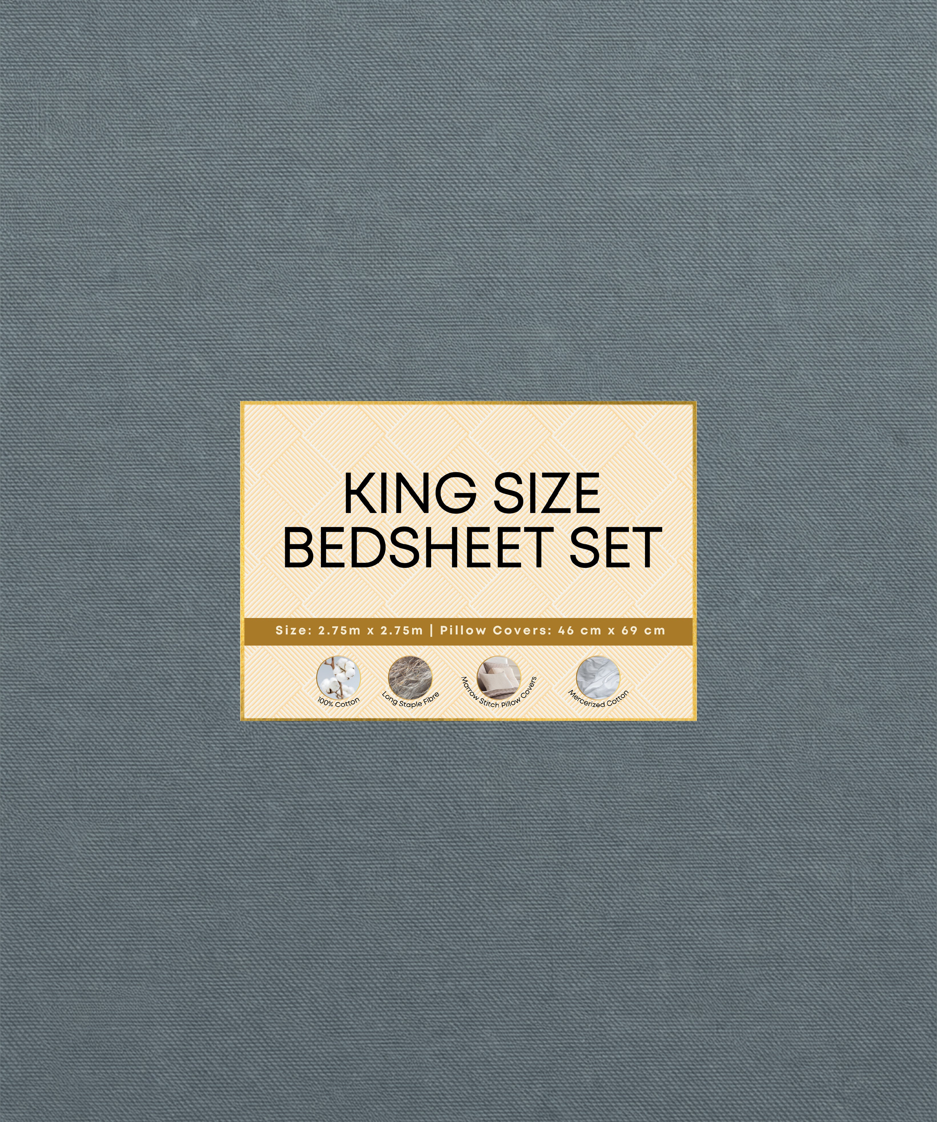 Premsons® Plain Grey King Size Bedsheet Set with Pillow Covers – Soft Cotton Double Bed Sheet for Modern Bedroom Décor