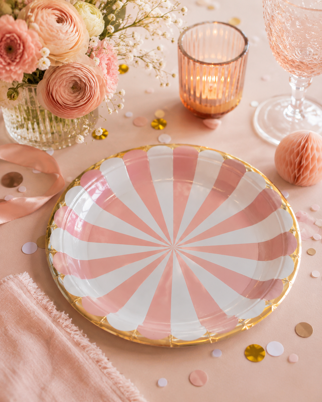 Premsons® Multicolor Party Plates – Pastel Rainbow Design | Gold Rim Disposable Plates for Birthdays & Celebrations (set of 10 ) (Pack of 2)