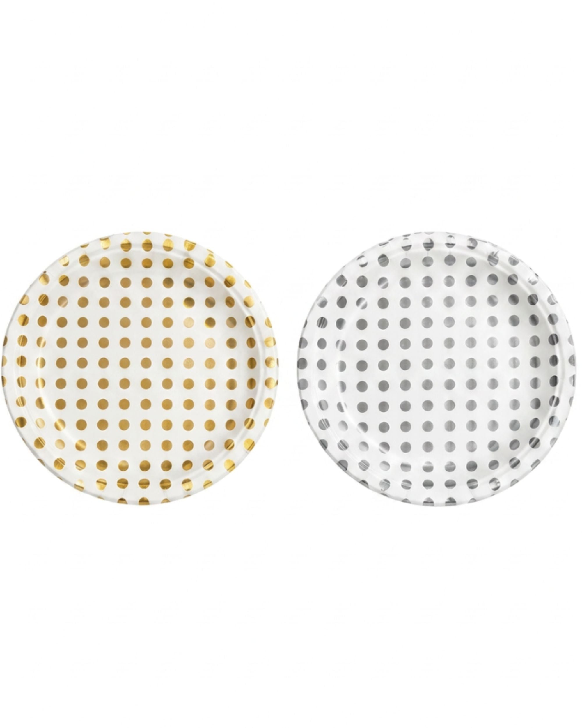 Premsons® Gold & Silver Polka Dot Party Plates – Elegant Disposable Plates for Birthdays, Parties & Celebrations (Set of 10) (Pack of 2)