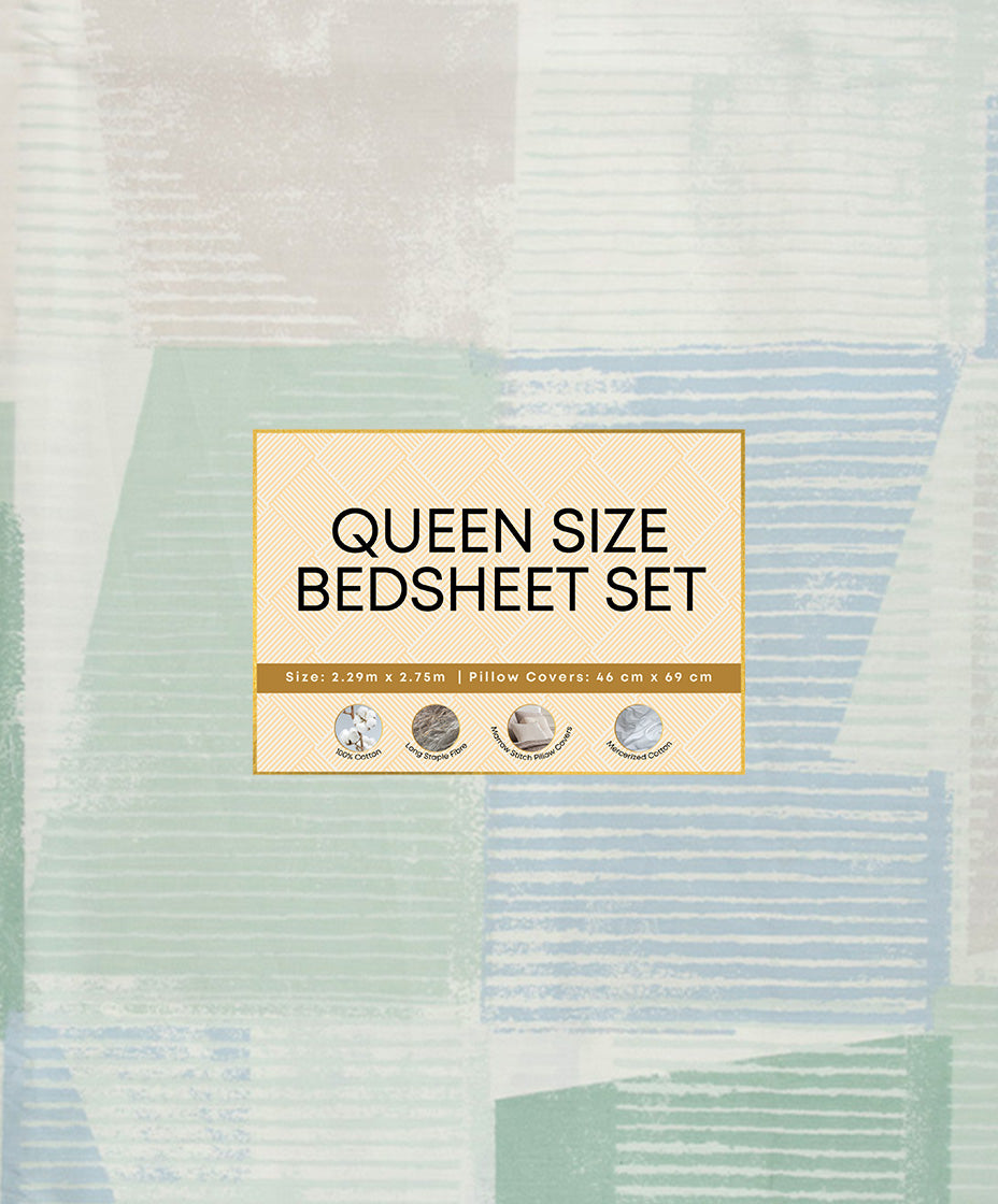 Premsons® Colourful Printed Queen Size Bedsheet Set with Pillow Covers – Soft Cotton Double Bed Sheet for Vibrant Bedroom Décorillow Covers