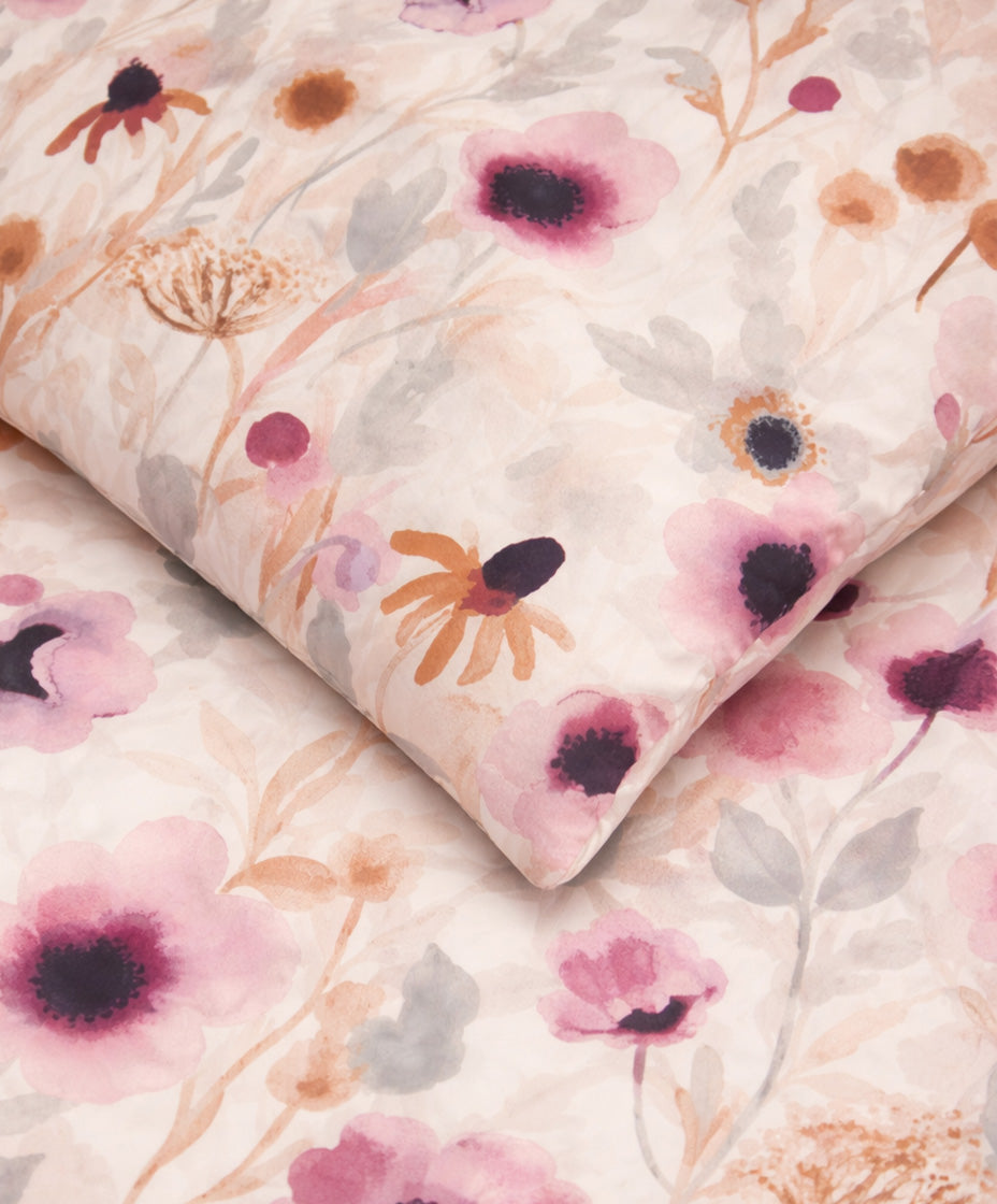 Premsons® Floral Print Pink & Orangish Queen Size Bedsheet Set with Pillow Covers – Soft Cotton Double Bed Sheet for Bright Bedroom Décor