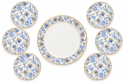 Premsons® Blue and White Floral Breakfast Plate Set with 1 Large Plate and 6 Small Plates