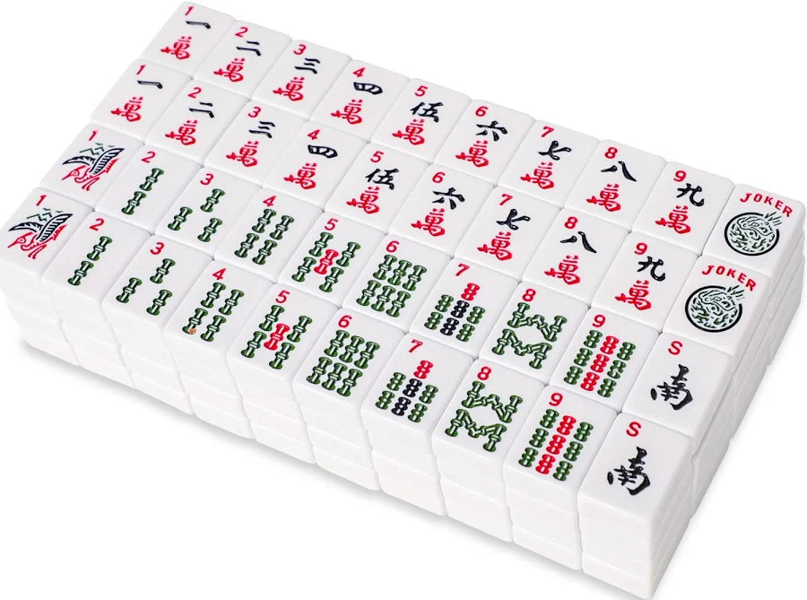 Premsons® American Mahjong Set with Mat & Carry Bag  – Full Game Kit with Tiles, Racks, Pushers, Dice & Beginner Instruction Guide – Portable Travel Set