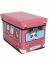 Children Printed Rectangular Folding Seat Toy Storage Box (10 x 15)- Pink