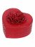 Leather Jewellery Box Heart Design with Rose Flower Lid & Mirror- Red