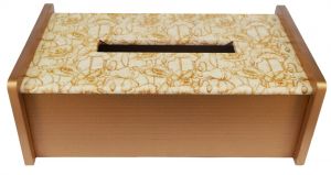 Rectangular Handcrafted Wooden Decorative Flower Print Tissue Box Paper Napkin Holder for Dining Kitchen Accessory Tableware - Tan