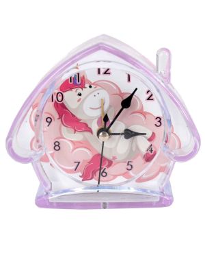 House Shaped Unicorn Print Beep Alarm Clock for Bed or Study Table - Pink